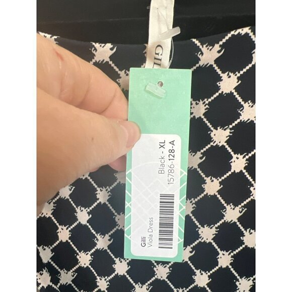 Gilli Viola Dress Stitchfix Black Whiite Novelty Print Knee Length Dress Sz XL - Picture 4 of 7